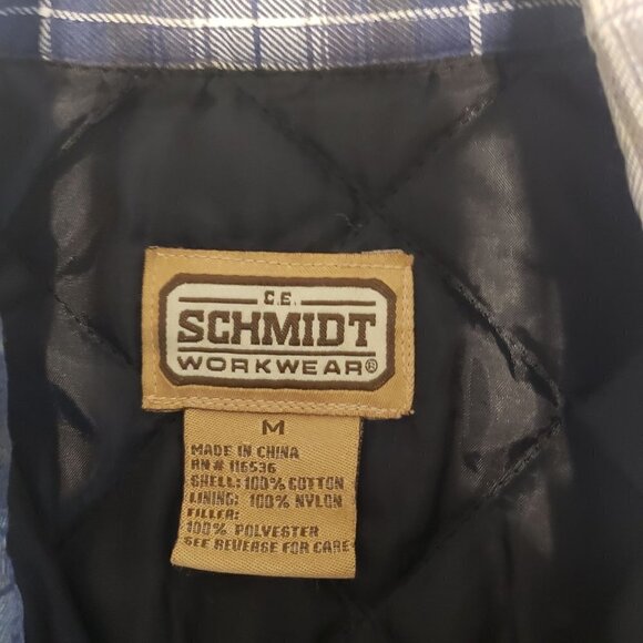 CE Schmidt Workwear Plaid Shacket Cotton Quilted Lined Blue Mens Medium - Picture 5 of 10
